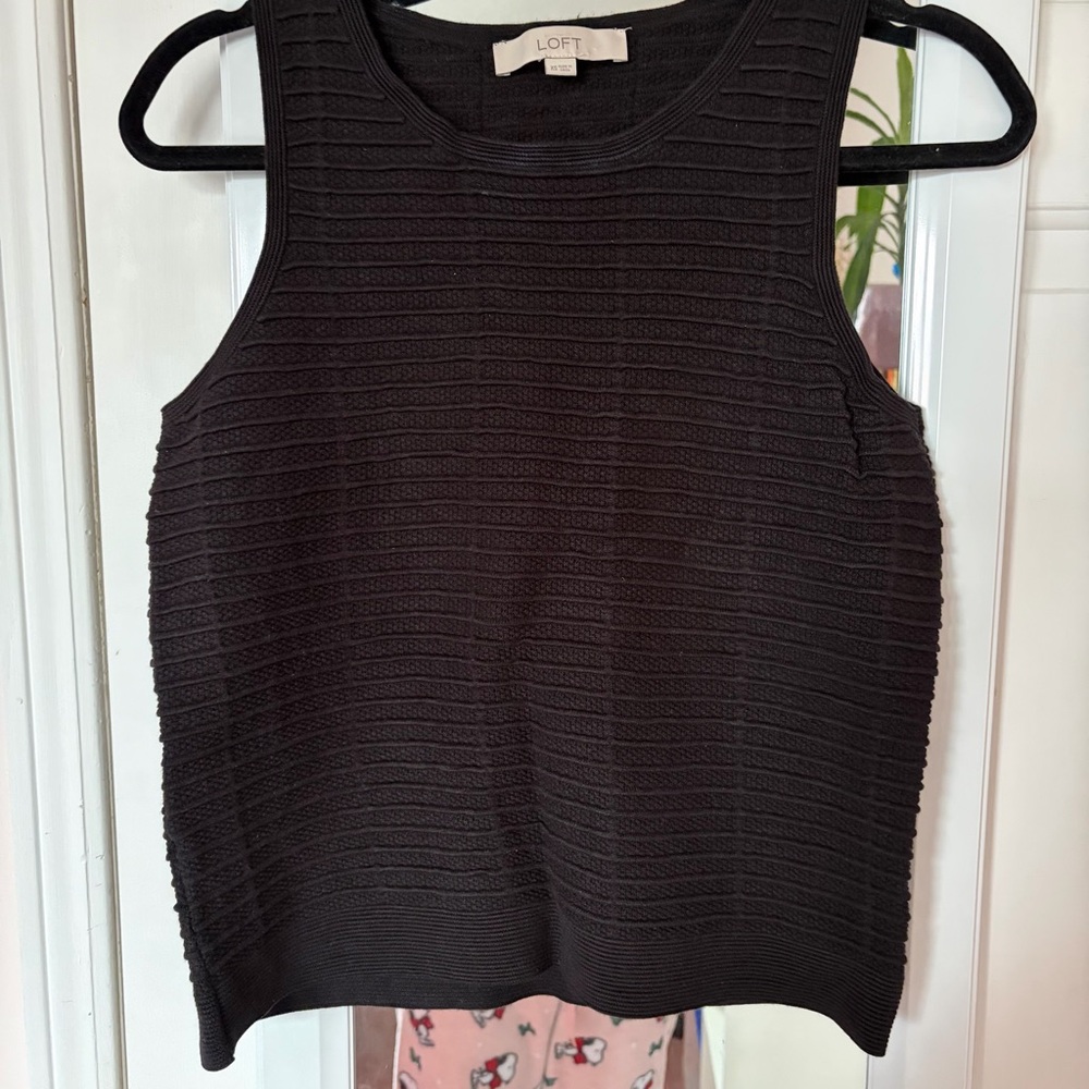 LOFT Black Ribbed Tank Top